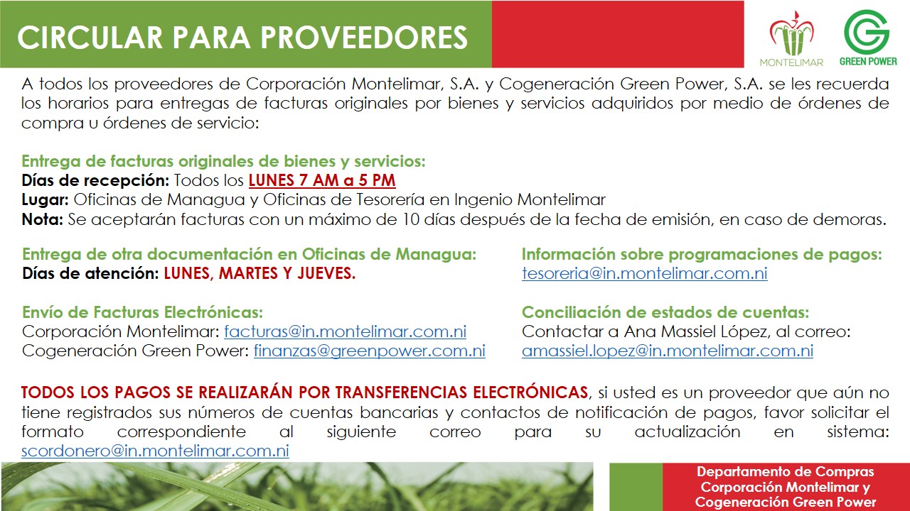 Circular para proveedores